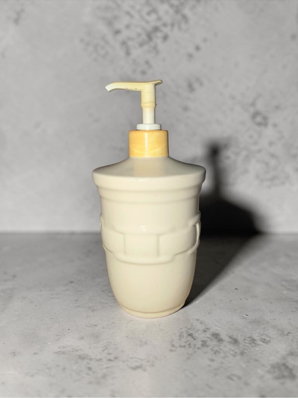 Longchamp Cream and Pale Yellow Ceramic Soap Dispenser